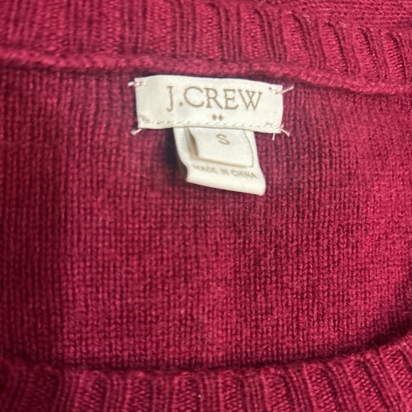 J.Crew Sweater Women’s Size S Red Round Neck Pullover Wool Blend patch elbows - Picture 4 of 4